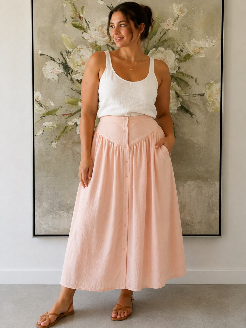 Elodie Button-Front Maxi Skirt